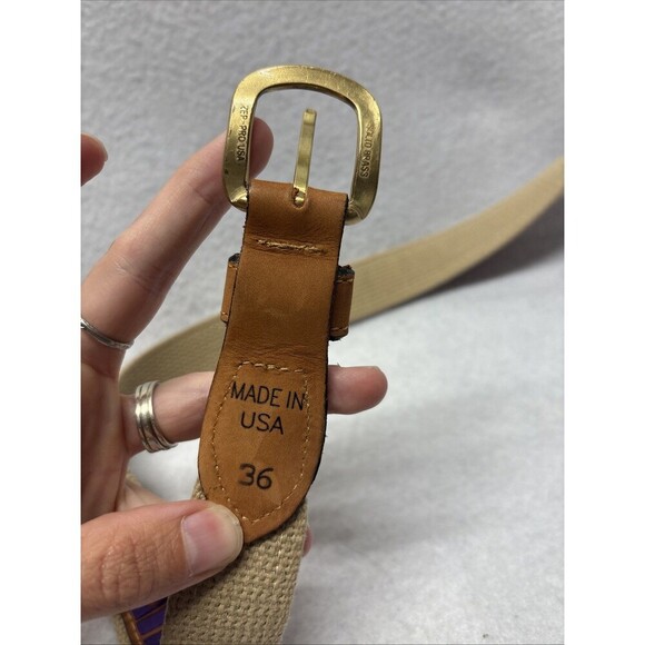 Zep-Pro Minnesota Vikings Football NFL Leather Canvas Brass Belt Size 36 USA - Picture 5 of 5